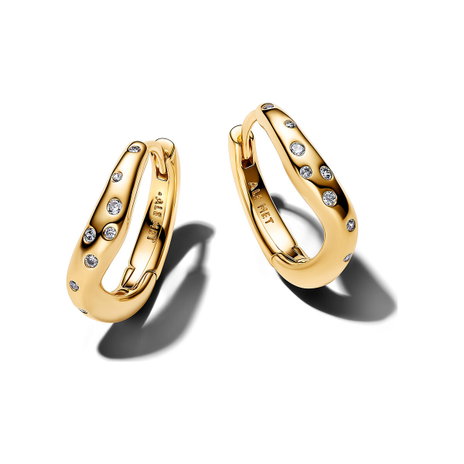 Organically Shaped Stone-Set Hoop Earrings
