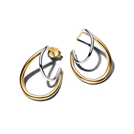 Organically Shaped Two-Tone Double Hoop Earrings