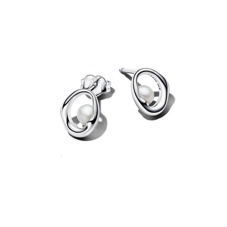 Organically Shaped Oval & Treated Freshwater Cultured Pearl Stud Earrings #293295C01
