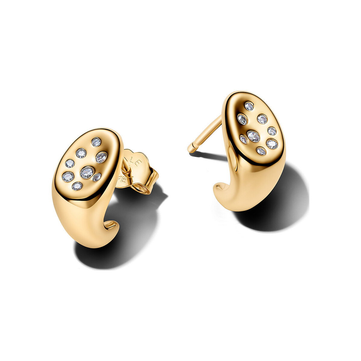 Organically Shaped Stone-Set Stud Earrings
