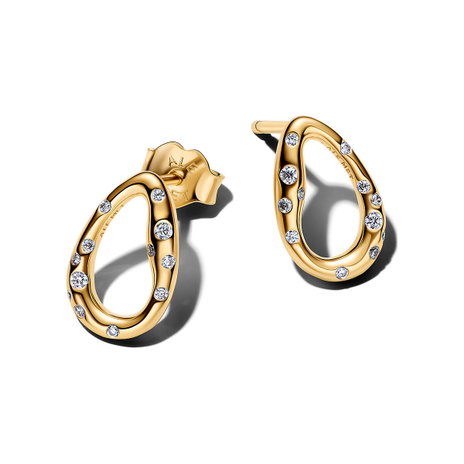 Organically Shaped Stone-Set Oval Stud Earrings