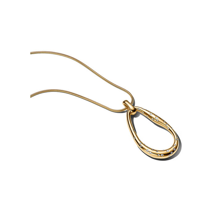 Organically Shaped Stone-Set Statement Pendant Necklace
