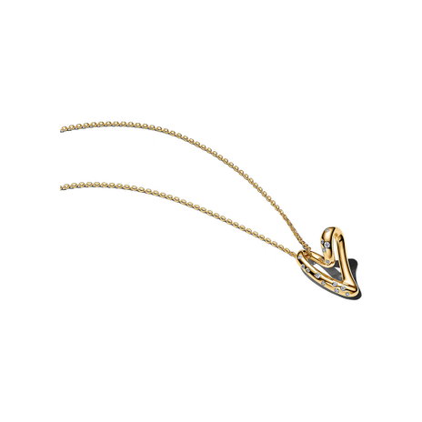 Organically Shaped Stone-Set Heart Pendant Necklace