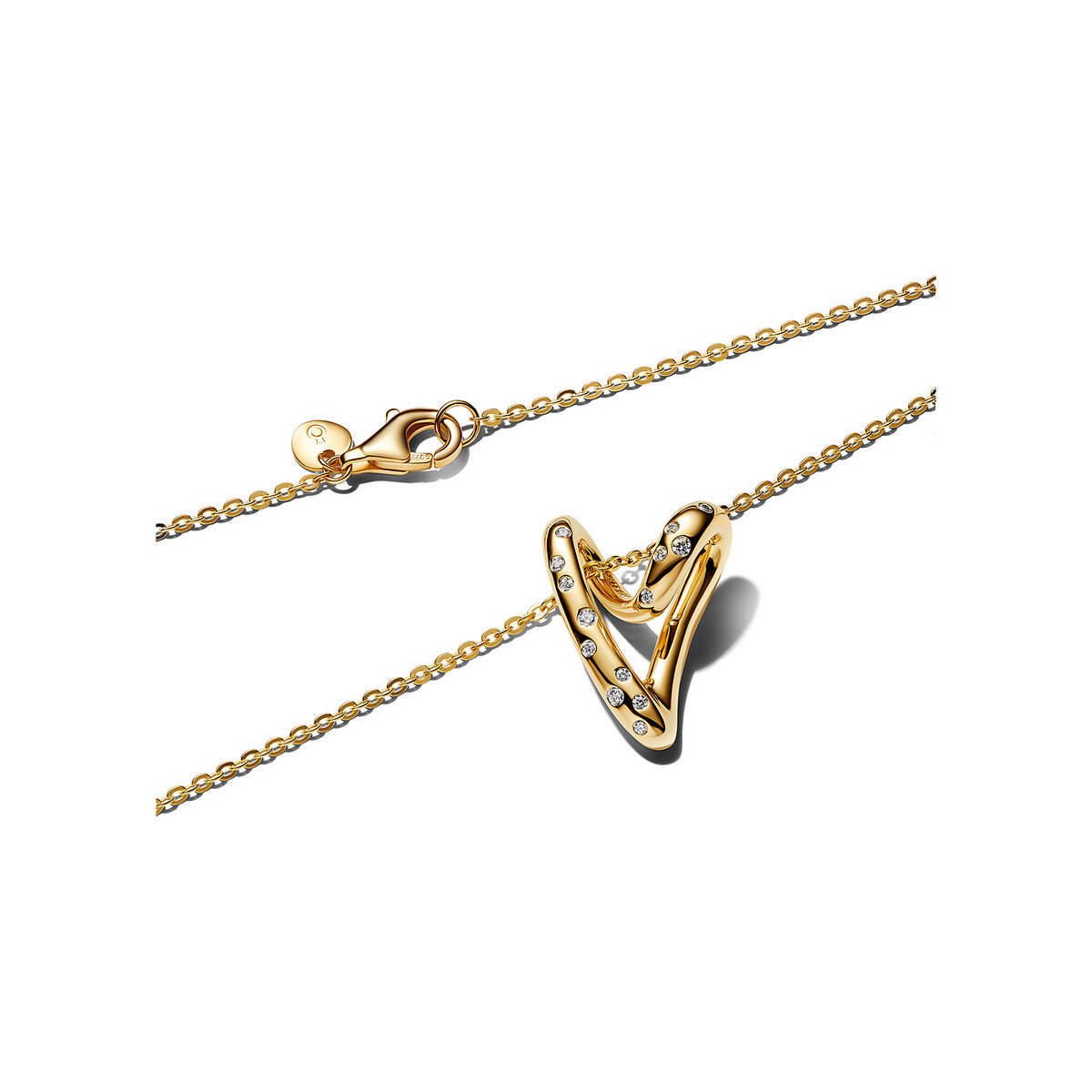 Organically Shaped Stone-Set Heart Pendant Necklace