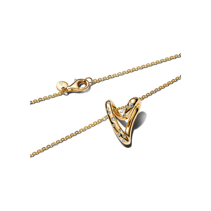 Organically Shaped Stone-Set Heart Pendant Necklace Organically Shaped Stone-Set Heart Pendant Necklace