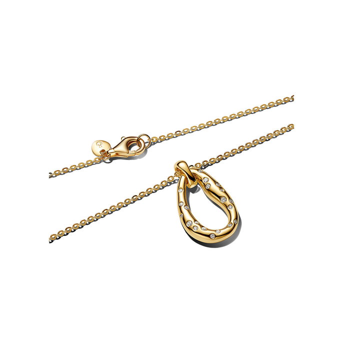 Organically Shaped Stone-Set Pendant Necklace Organically Shaped Stone-Set Pendant Necklace