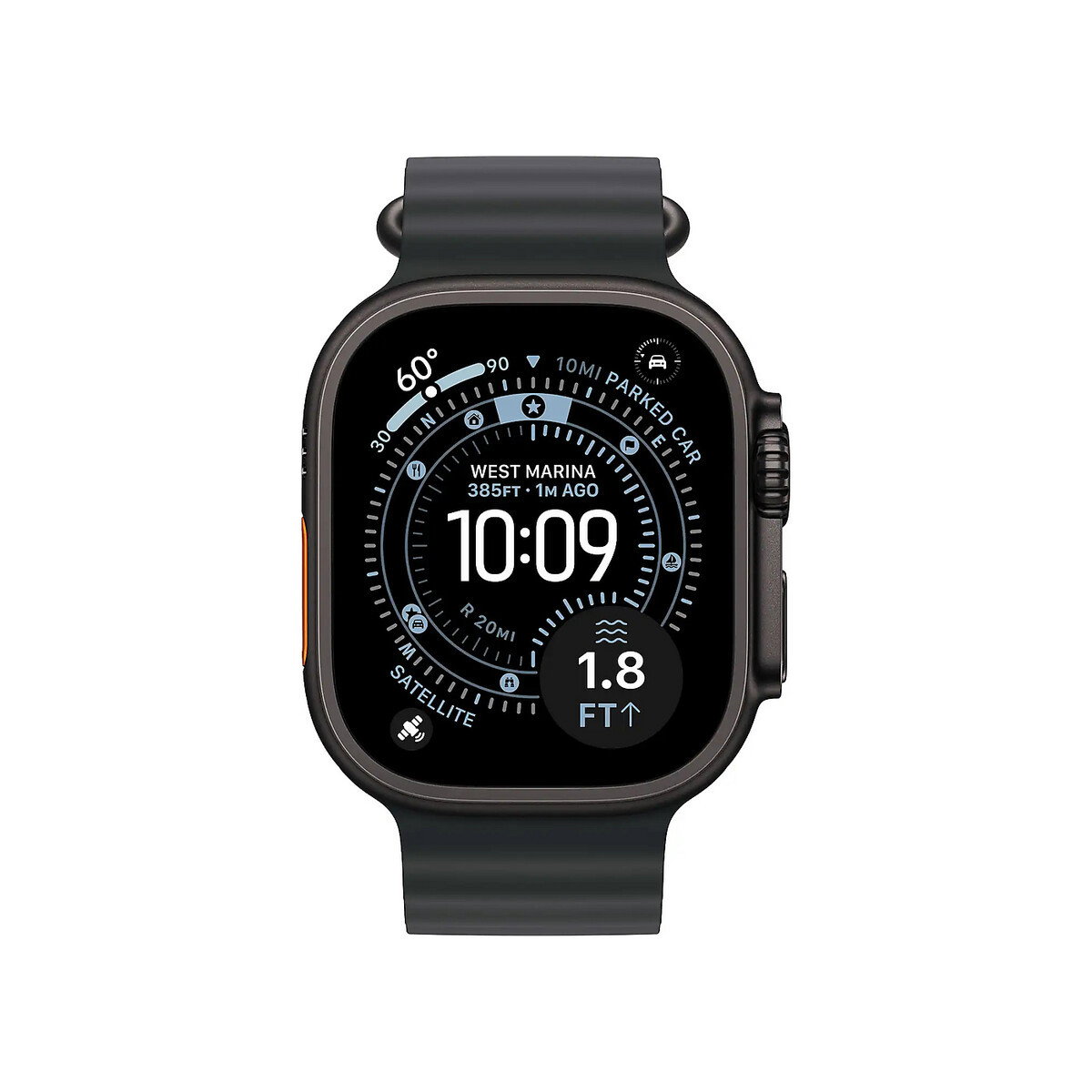 Apple - Watch Ultra 3 (GPS+Cellular) 49mm Titanium Case with Black Ocean Band - Black