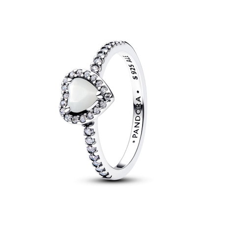Elevated White Heart Ring