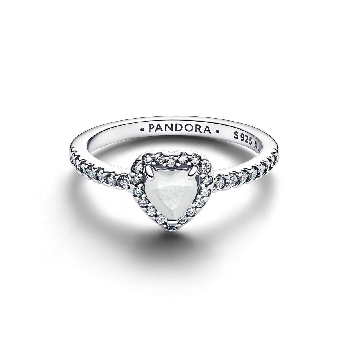 Elevated White Heart Ring