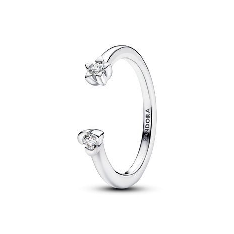 Pandora Talisman Sterling Silver Lab-Grown Diamond Heart & Star Open Ring