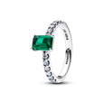 Rectangular Sparkling Green Halo Ring Rectangular Sparkling Green Halo Ring