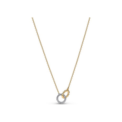 Beads & Pavé Interlocking Circles Necklace