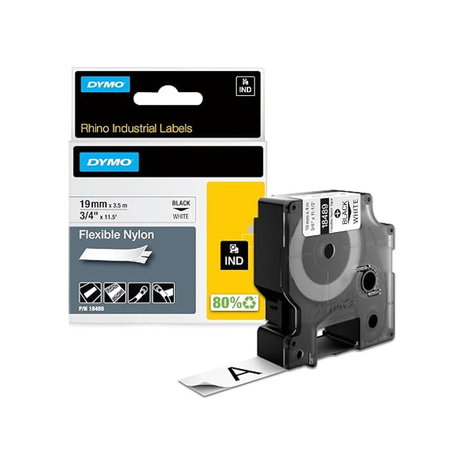 Dymo - Rhino Industrial Flexible Nylon Labels, 3/4" x 11.5ft, Black