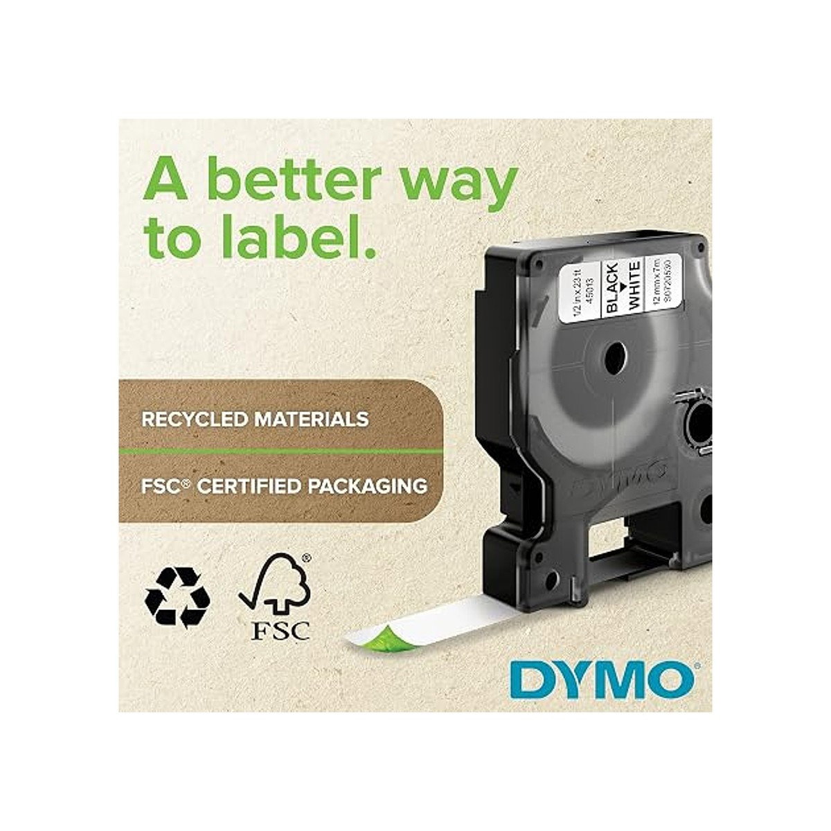Dymo - Rhino Industrial Flexible Nylon Labels, 3/4" x 11.5ft, Black