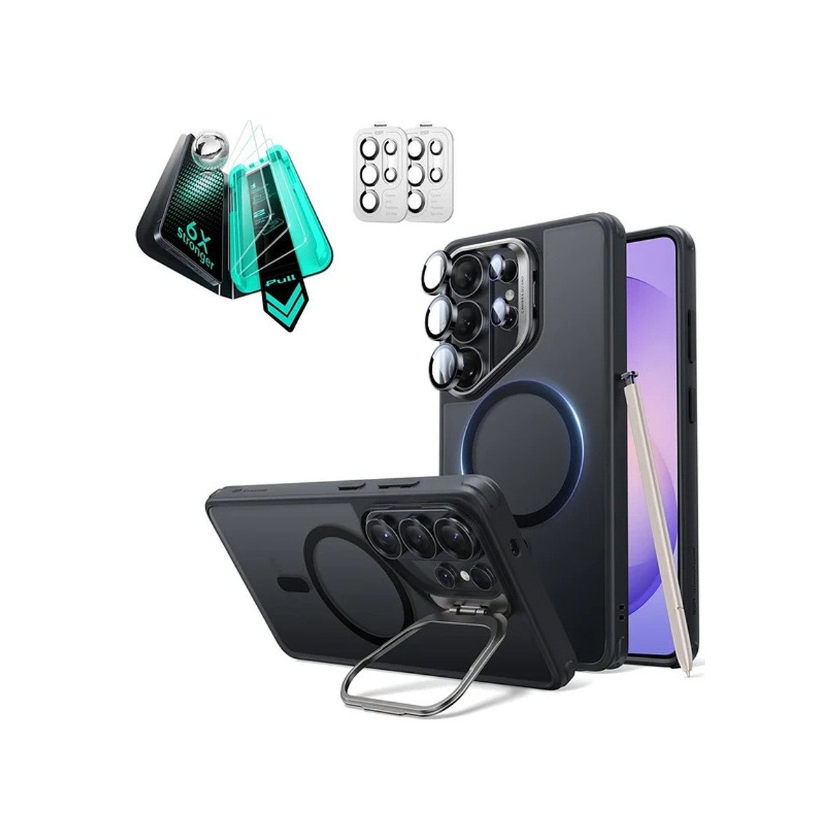 ESR - Classic Hybrid Magnetic Case (Stash Stand) for Galaxy S26 Ultra - Frosted Black