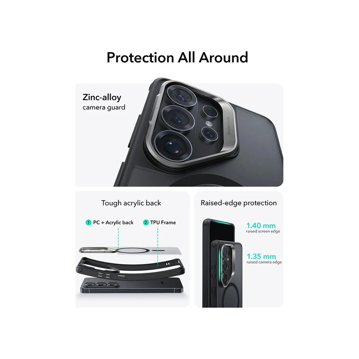 ESR - Classic Hybrid Magnetic Case (Stash Stand) for Galaxy S26 Ultra - Frosted Black