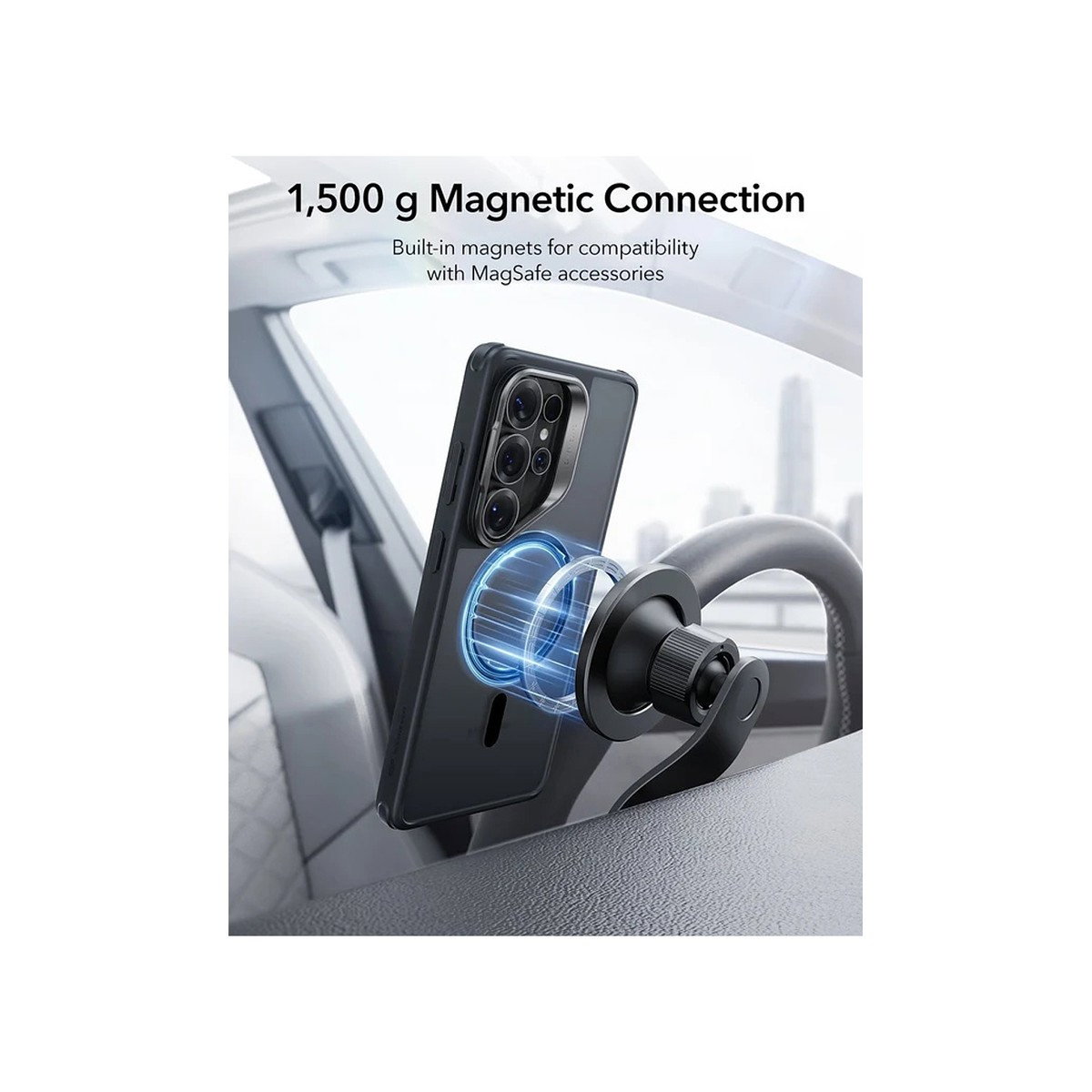 ESR - Classic Hybrid Magnetic Case (Stash Stand) for Galaxy S26 Ultra - Frosted Black