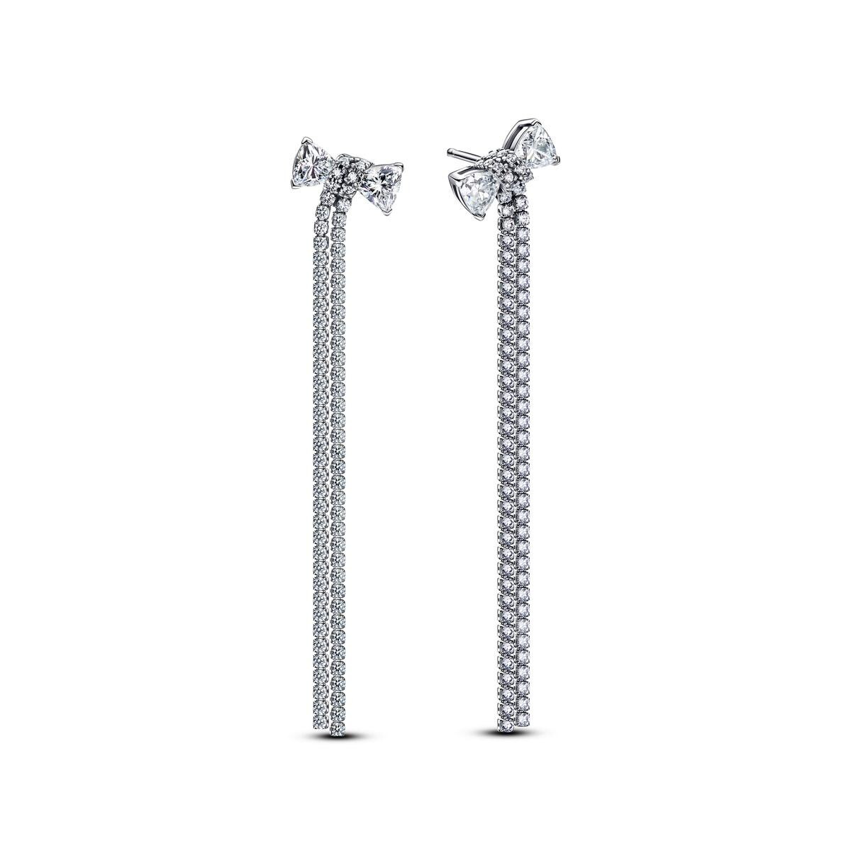Pave Bow Drop Earrings