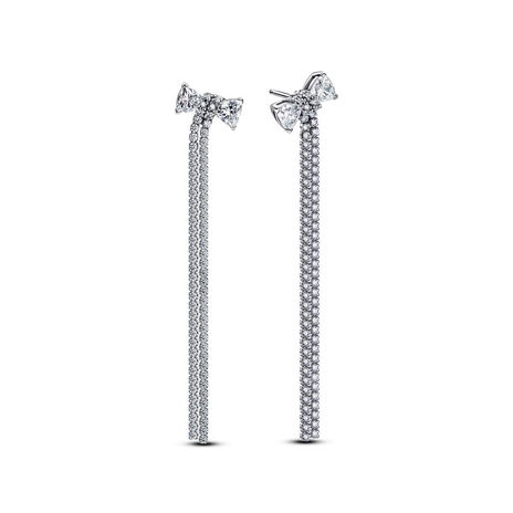 Pave Bow Drop Earrings