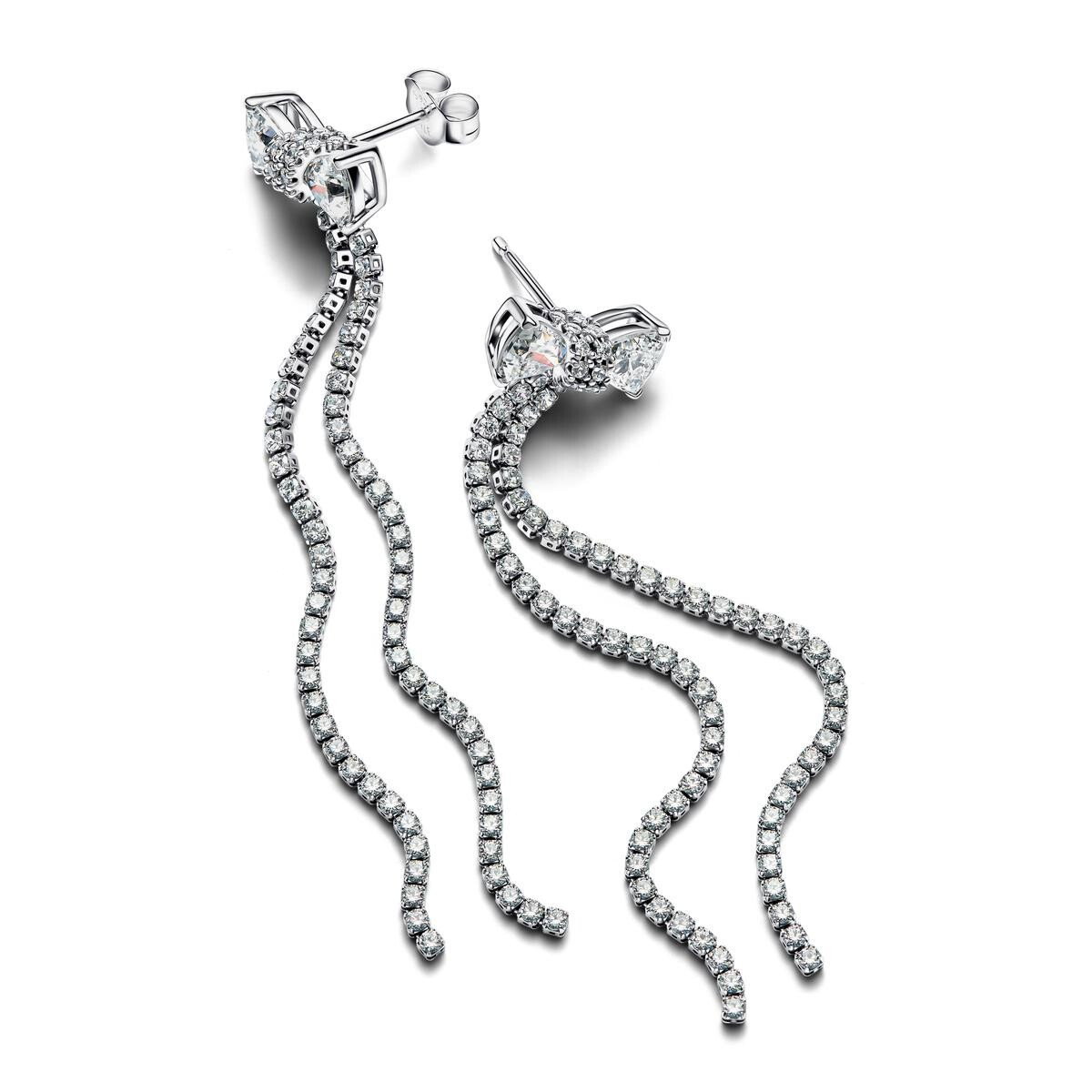 Pave Bow Drop Earrings