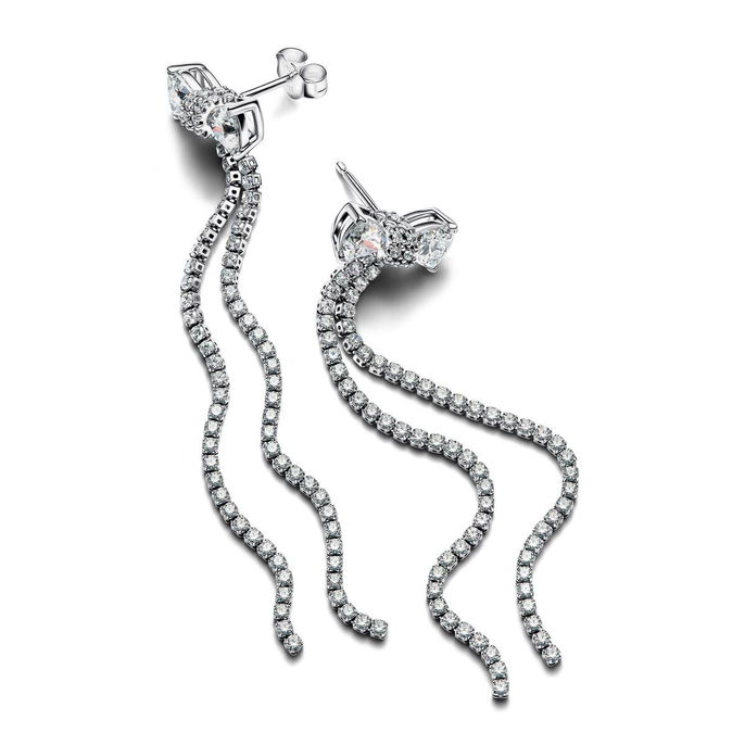 Pave Bow Drop Earrings