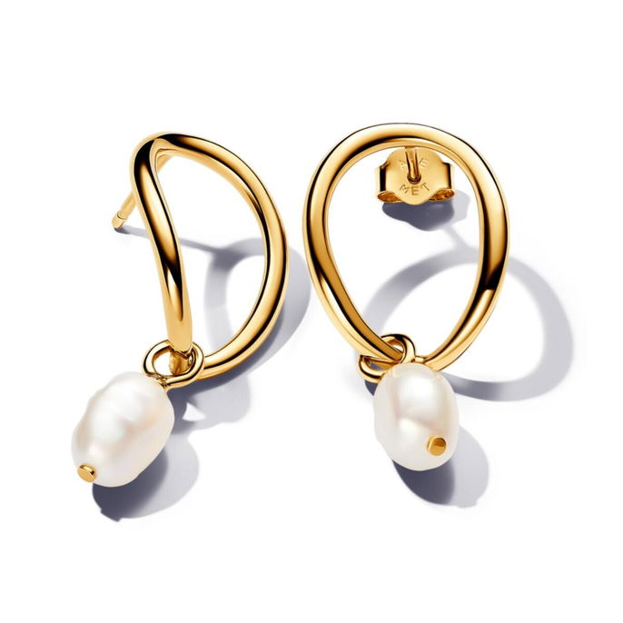 Organically Shaped Circle & Baroque Treated Freshwater Cultured Pearl Earrings Organically Shaped Circle & Baroque Treated Freshwater Cultured Pearl Earrings
