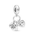 Shoes, baby bottle and heart silver dangle with clear cubic zirconia and white enamel Shoes, baby bottle and heart silver dangle with clear cubic zirconia and white enamel