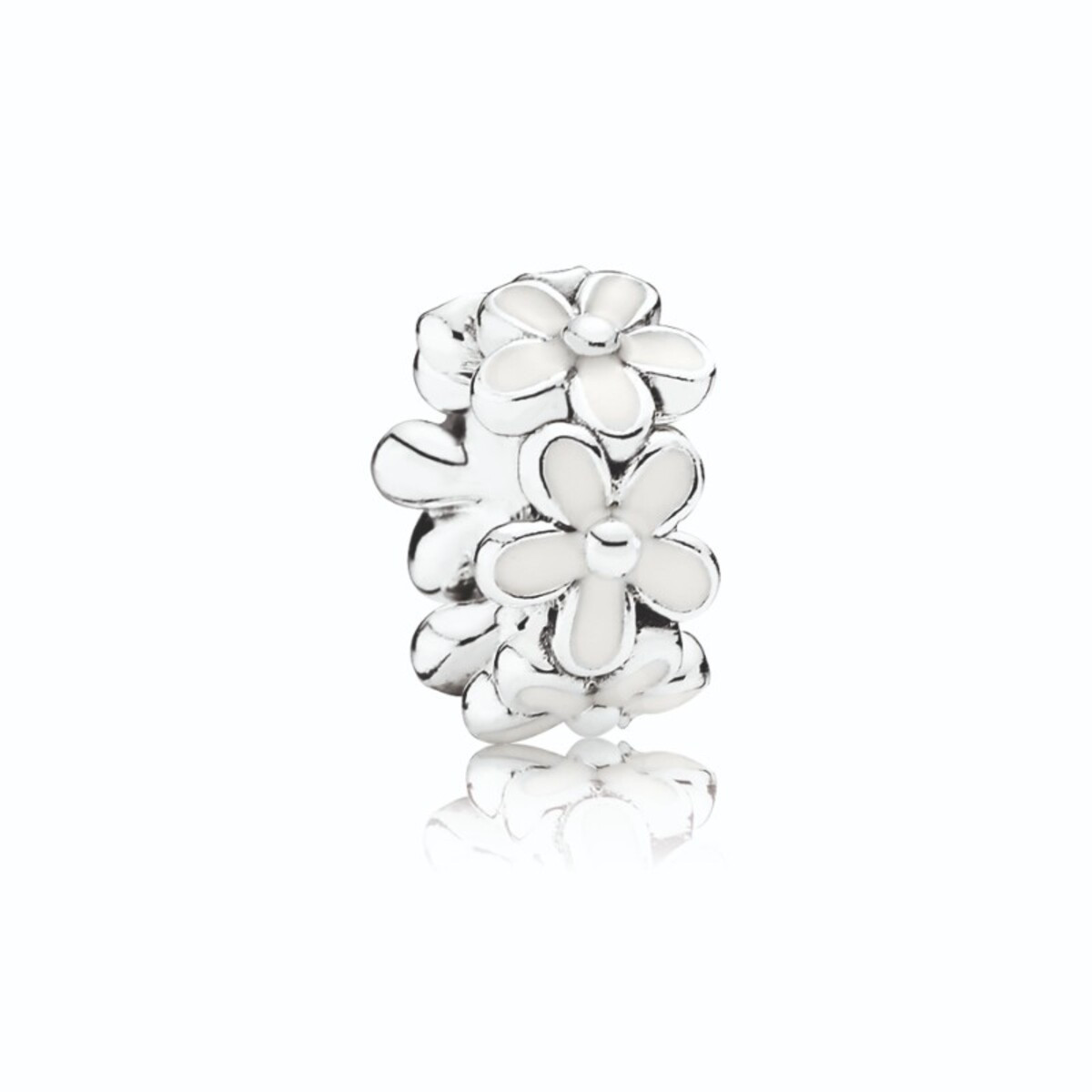 Darling Daisies Spacer, White Enamel