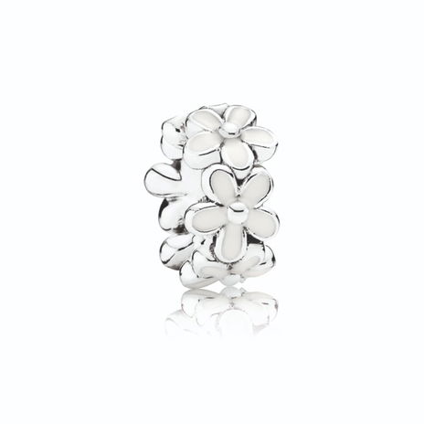 Darling Daisies Spacer, White Enamel
