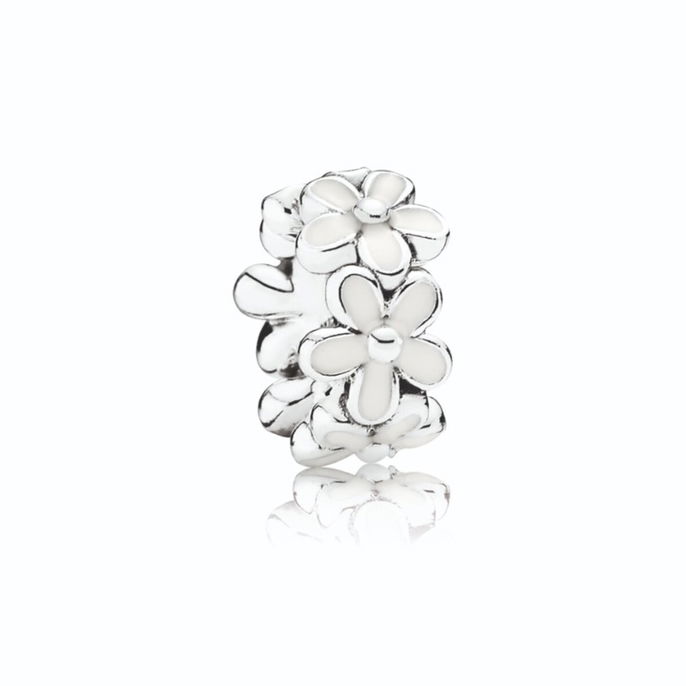 Darling Daisies Spacer, White Enamel Darling Daisies Spacer, White Enamel
