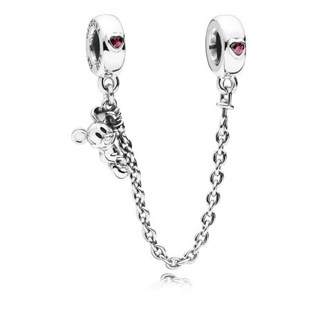 Disney, Climbing Mickey Safety Chain, Red CZ