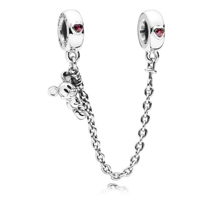 Disney, Climbing Mickey Safety Chain, Red CZ Disney, Climbing Mickey Safety Chain, Red CZ