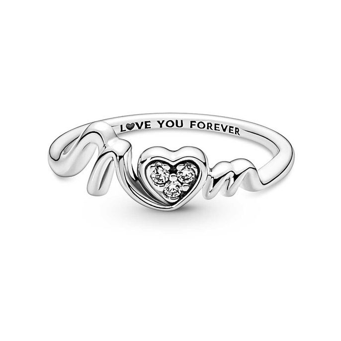 Mom Pave Heart Ring