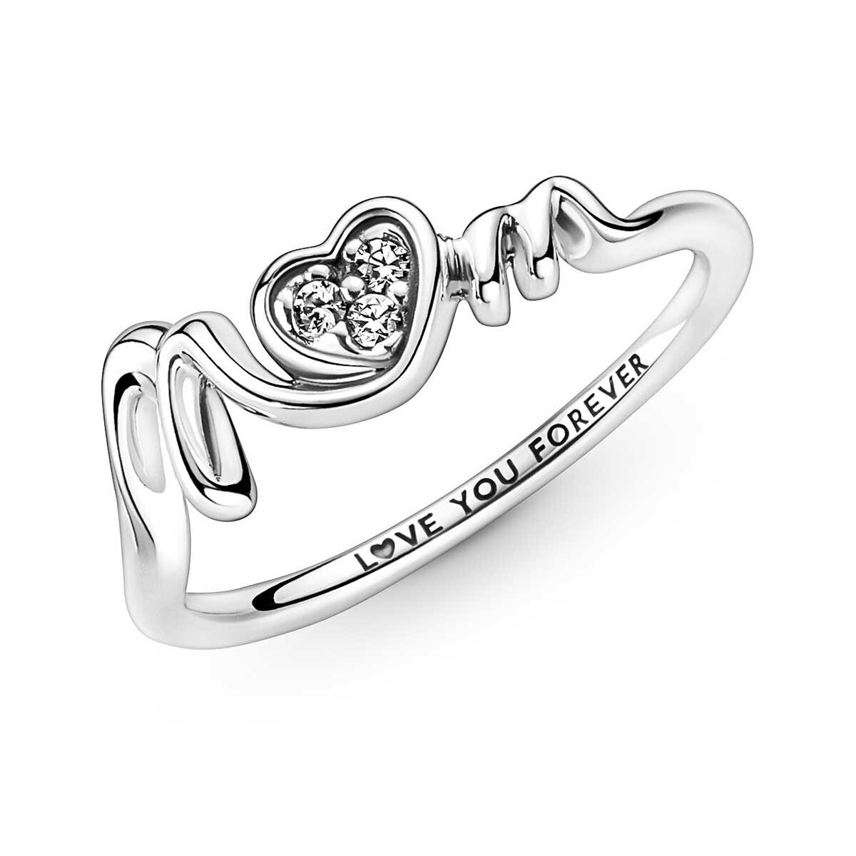 Mom Pave Heart Ring