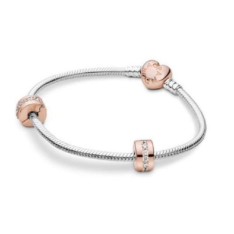 Pandora Rose Heart Clasp Iconic Bracelet Gift Set