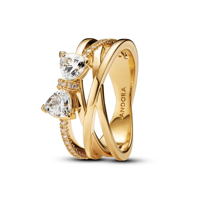Sparkling Bow & Crossover Band Ring Sparkling Bow & Crossover Band Ring