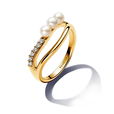 Treated Freshwater Cultured Pearl & Organically Shaped Double Band Ring Treated Freshwater Cultured Pearl & Organically Shaped Double Band Ring