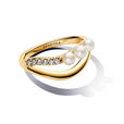 Treated Freshwater Cultured Pearl & Organically Shaped Double Band Ring Treated Freshwater Cultured Pearl & Organically Shaped Double Band Ring