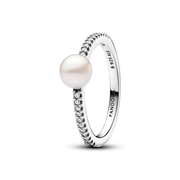 Treated Freshwater Cultured Pearl & Pave Ring
