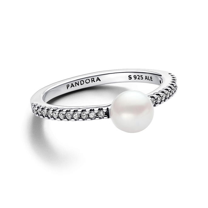 Treated Freshwater Cultured Pearl & Pave Ring