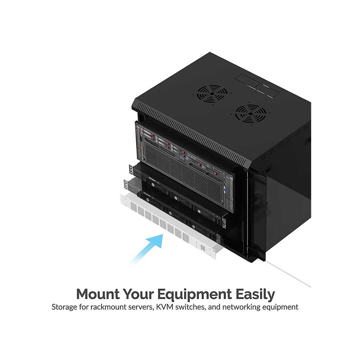 Sabrent - 9U IT Wall Mount Rack Enclosure 3 Compartments in 1, 19 Inch Server Cabinet, Black