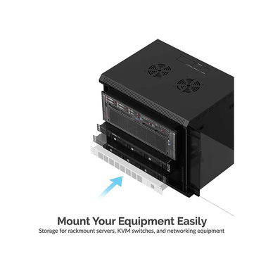 Sabrent - 9U IT Wall Mount Rack Enclosure 3 Compartments in 1, 19 Inch Server Cabinet, Black