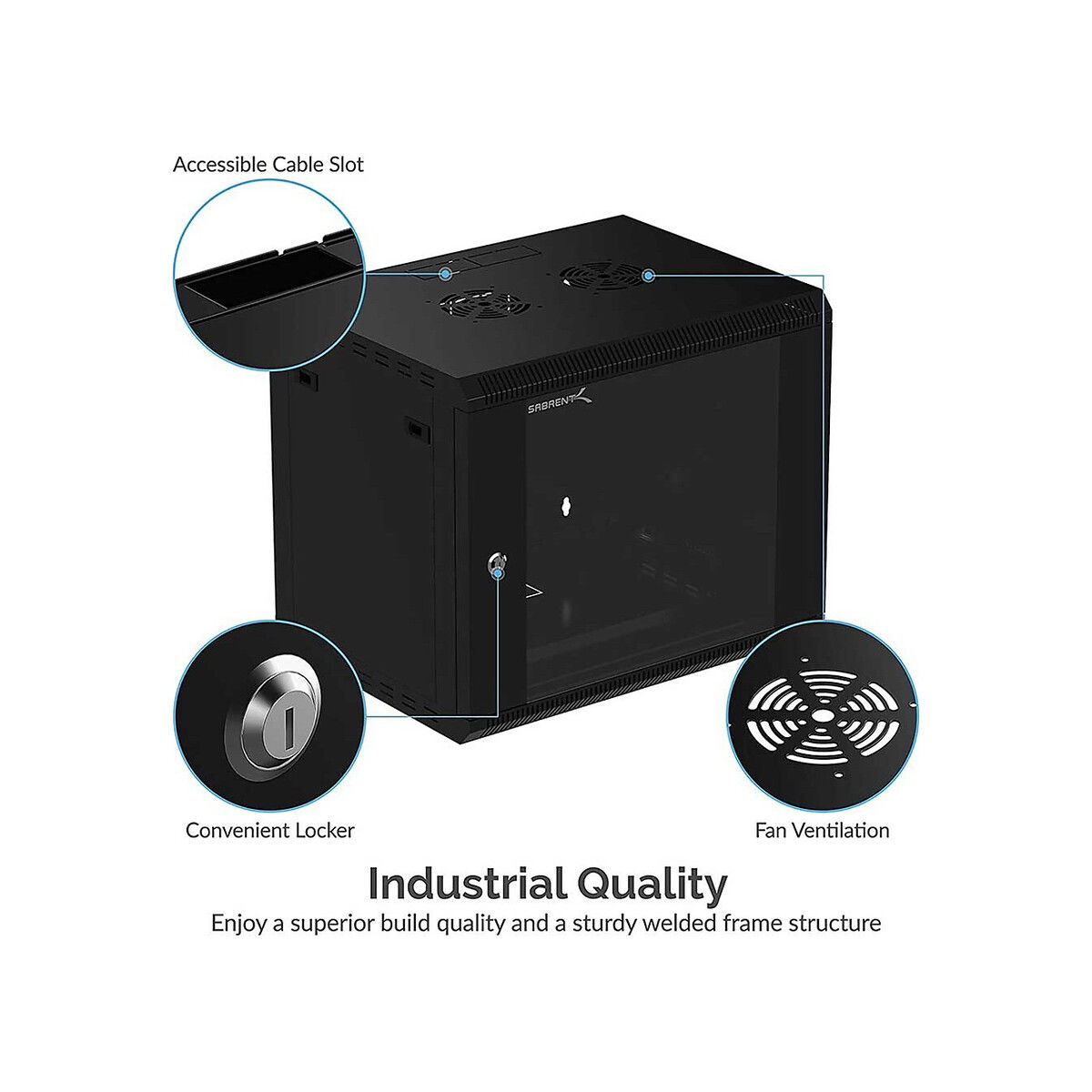 Sabrent - 9U IT Wall Mount Rack Enclosure 3 Compartments in 1, 19 Inch Server Cabinet, Black