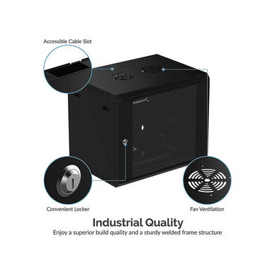 Sabrent - 9U IT Wall Mount Rack Enclosure 3 Compartments in 1, 19 Inch Server Cabinet, Black