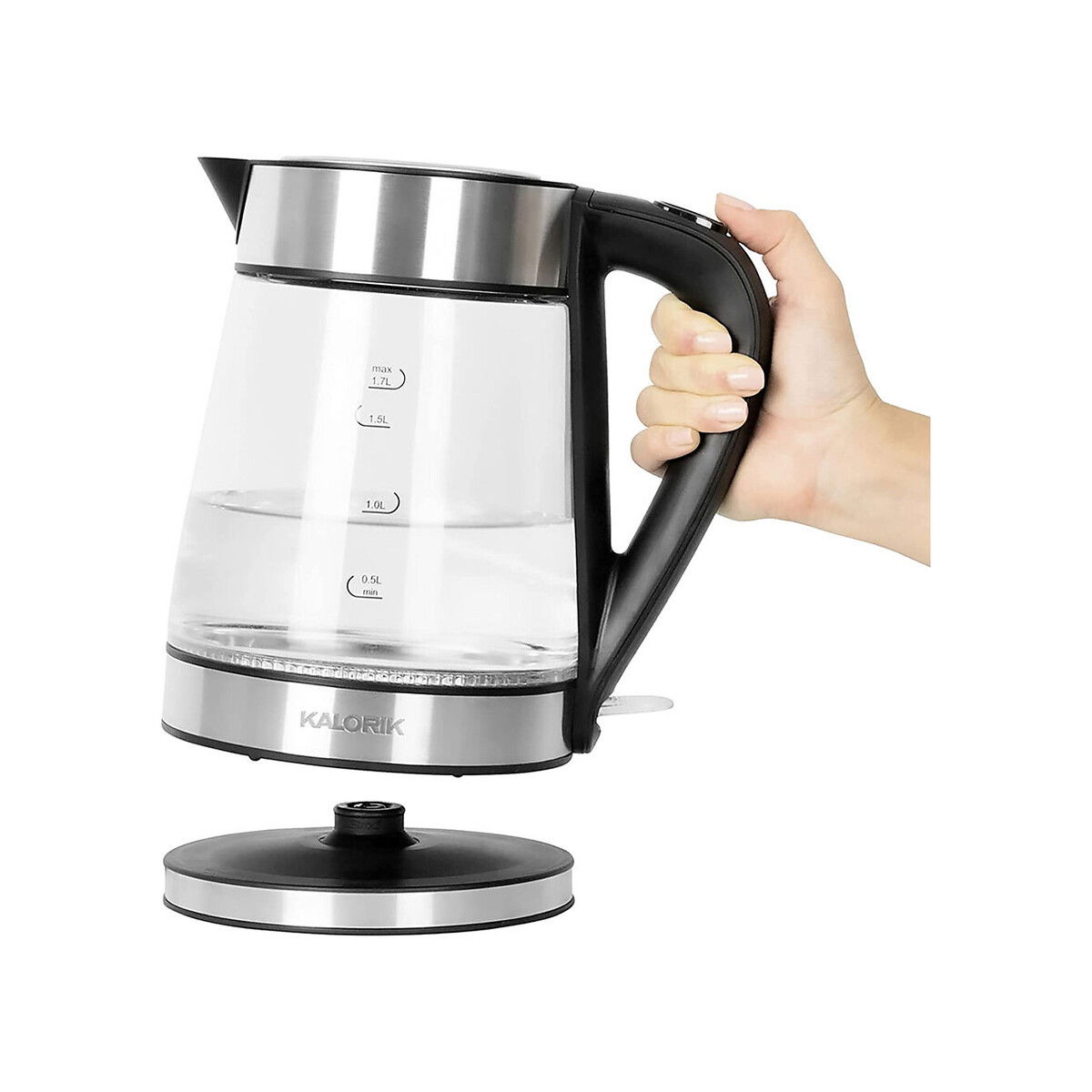 Kalorik - 1.7L Rapid Boil Electric Kettle with Blue LED, Stainless Steel