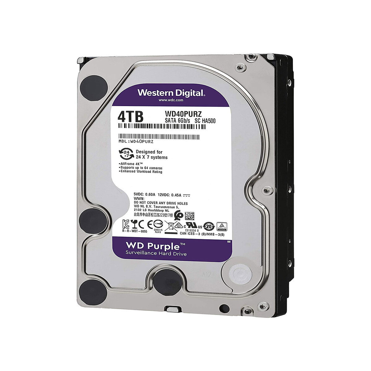 Western Digital - Internal HD 4TB, 256MB, Surveillance Purple