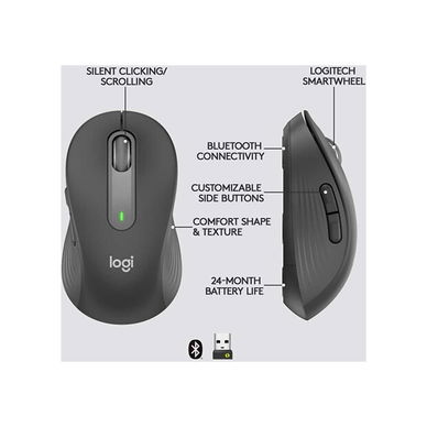 Logitech - Signature M650 L Right Handed Wireless Mouse, Graphite