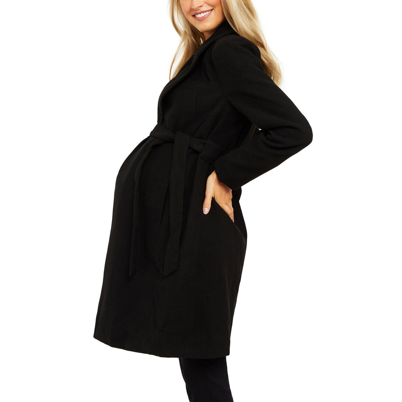 Belted Maternity Wrap Coat