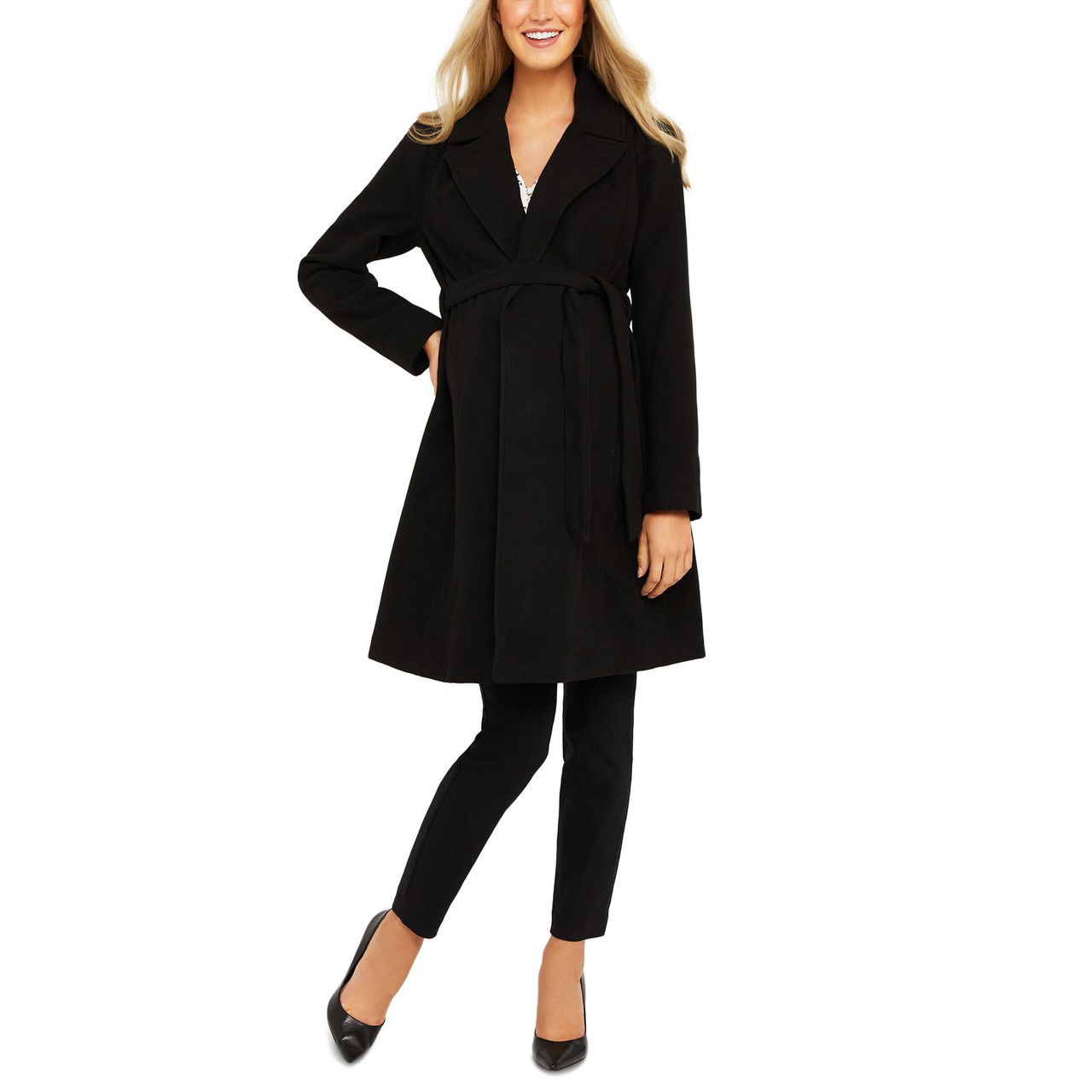 Belted Maternity Wrap Coat