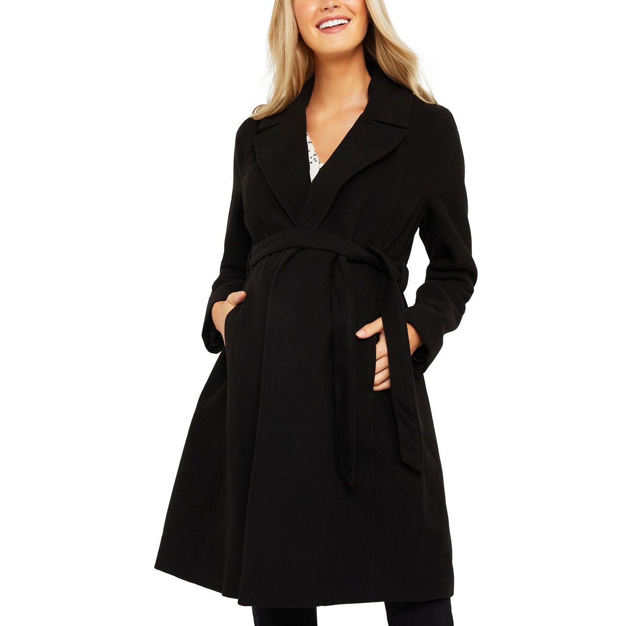 Belted Maternity Wrap Coat